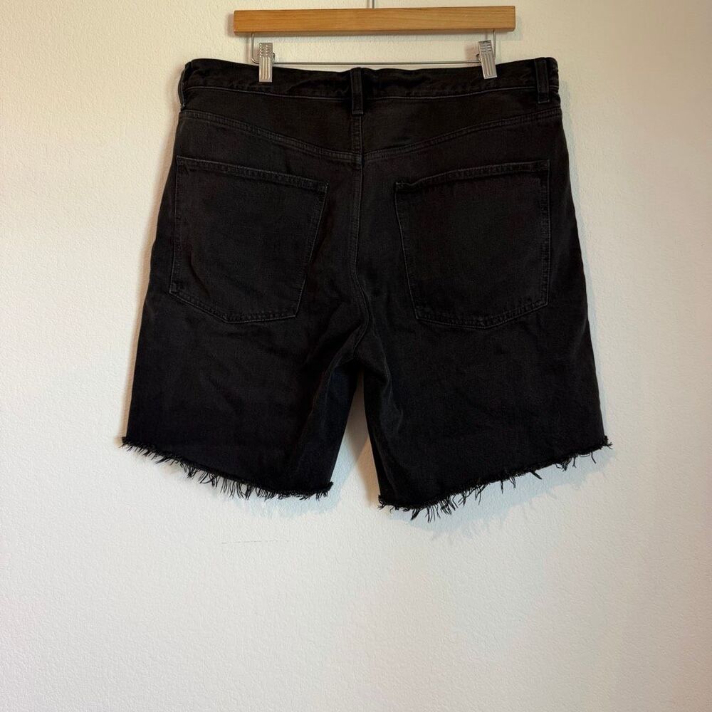 Madewell Pasco Black Rigid Denim The Essex Long Baggy Shorts Women's Size 31 - Picture 4 of 6